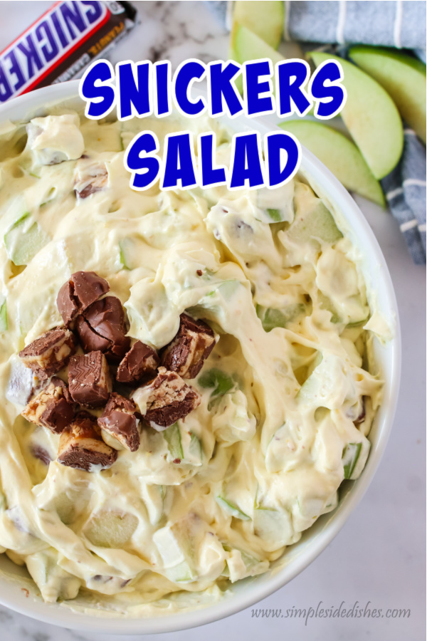 Main image for recipe of snickers salad in a bowl ready to serve