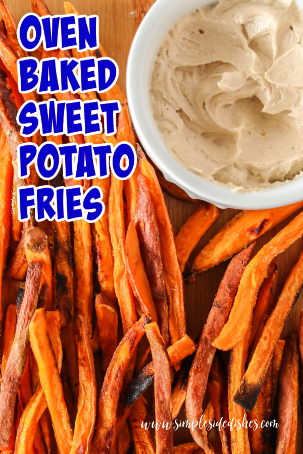 Main image for recipe of sweet potato fries on platter.