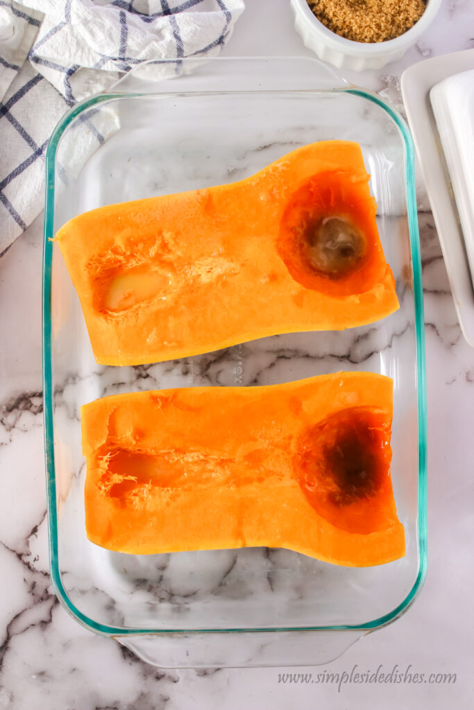 brown sugar added to butter on squash