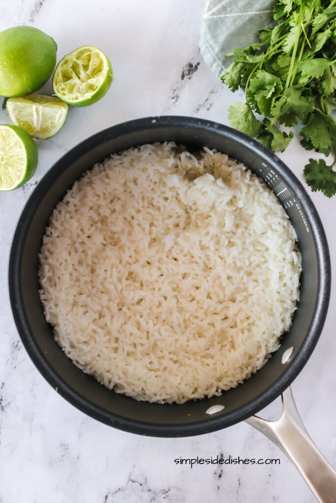 rice cooked in a pot.