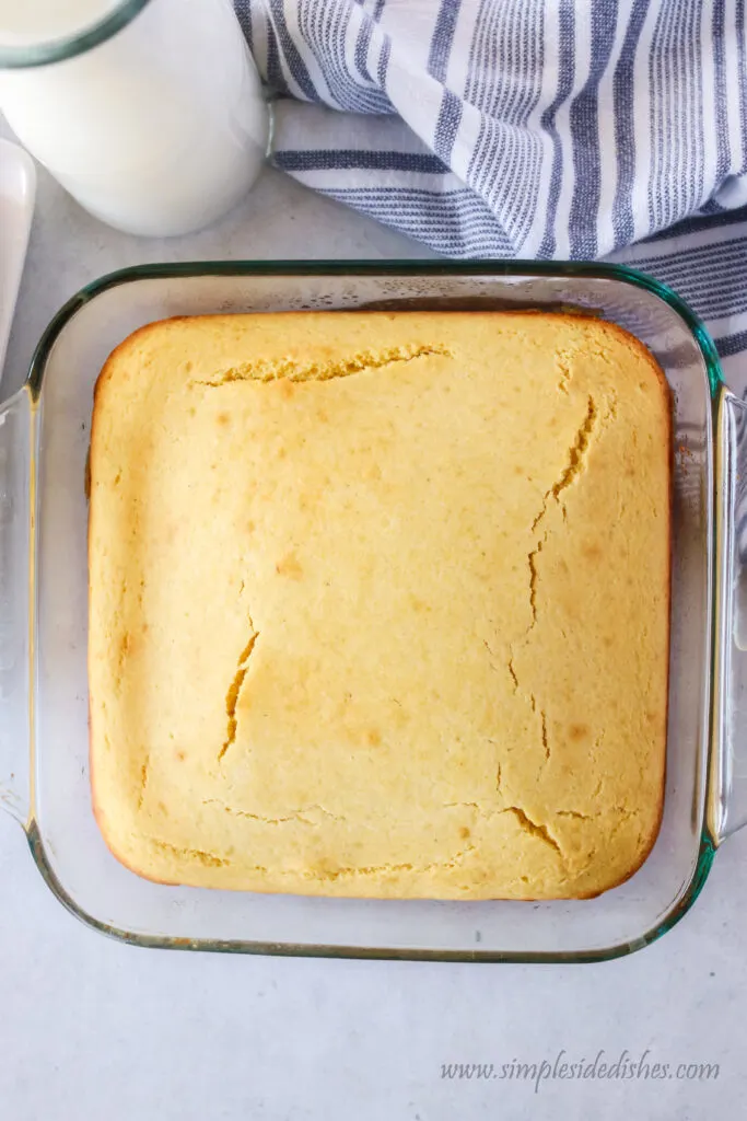 baked cornbread fresh from the oven.