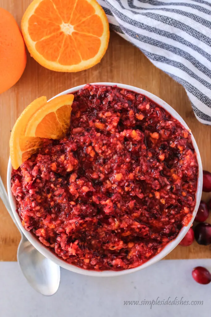 cranberry relish placed in a bowl ready to serve.