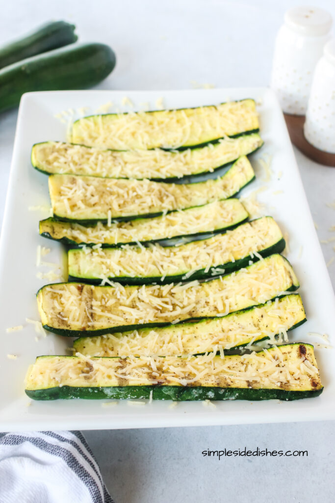zoomed out image of zucchini on a platter
