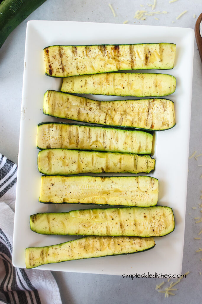 zucchini grilled and on platter.
