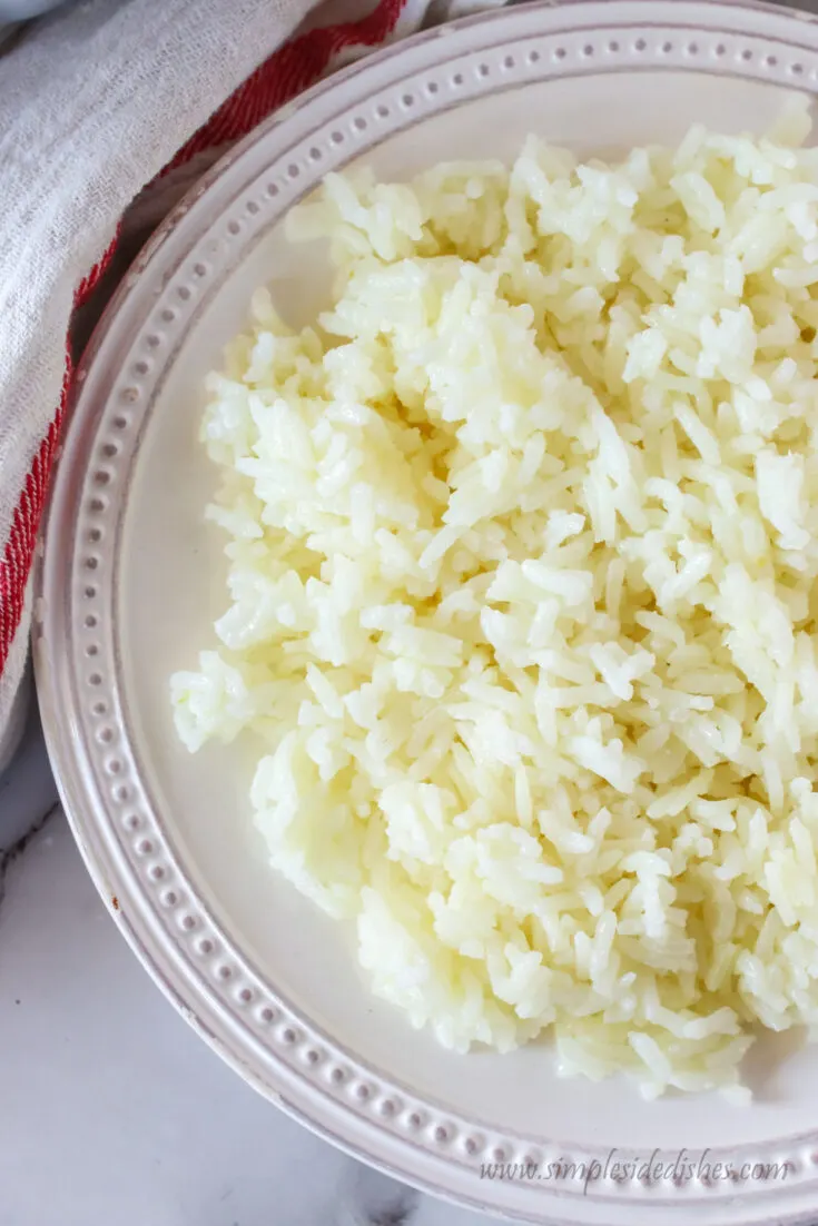 close up of rice on a plate