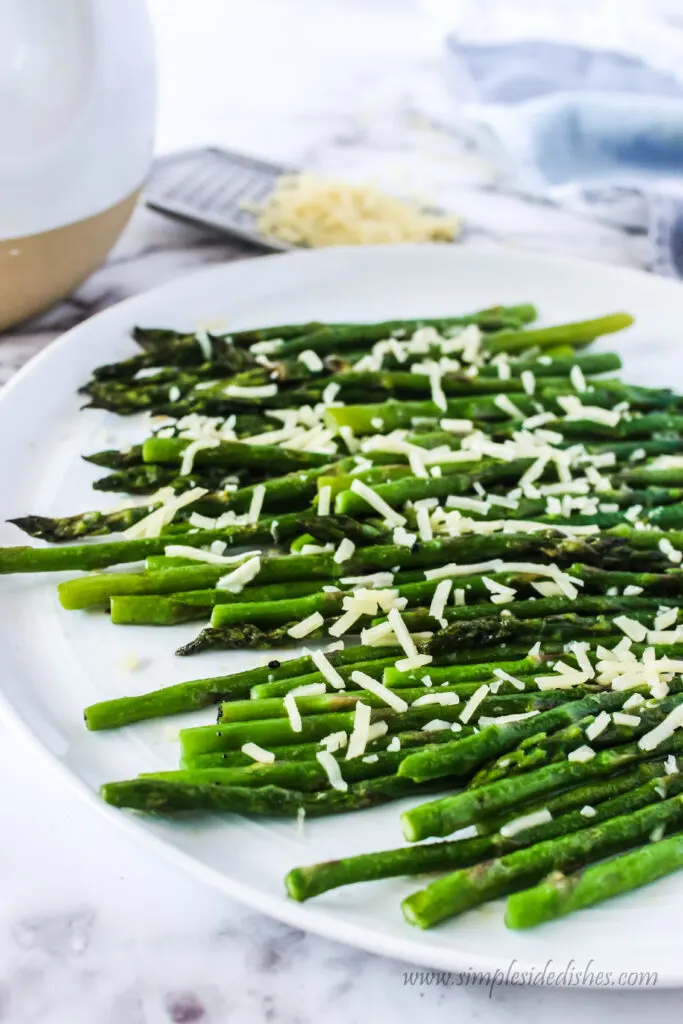 fresh grated parmesan on asparagus