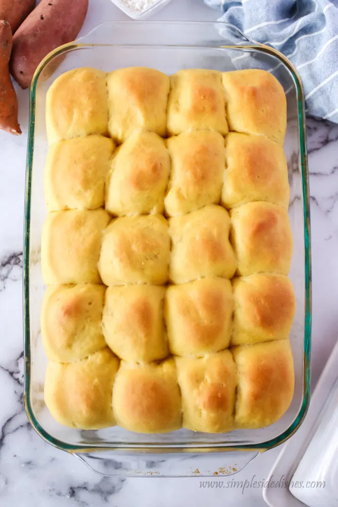hot rolls in pan, fresh out of the oven