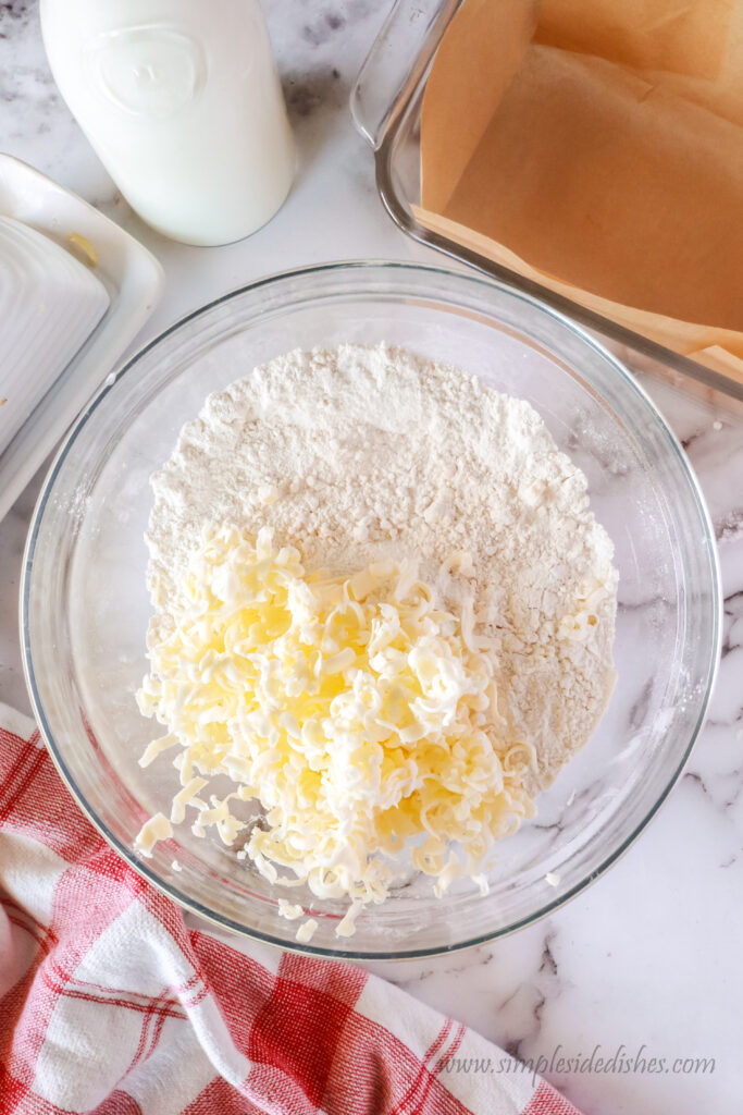 frozen butter grated into flour mixture