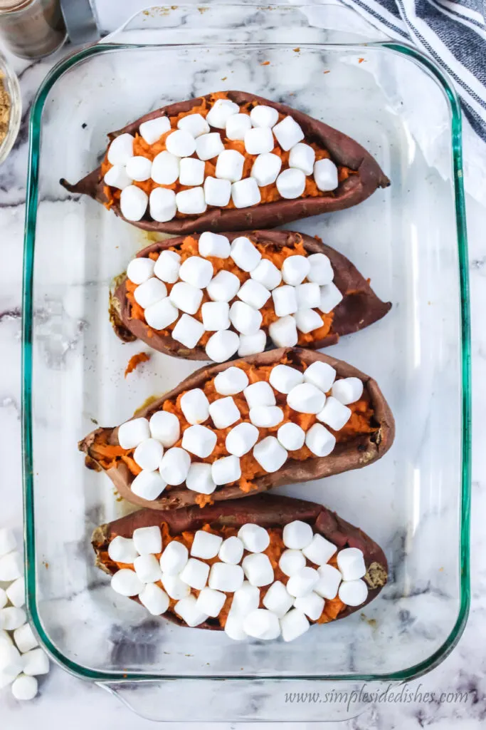 individual sweet potatoes with marshmallows on top