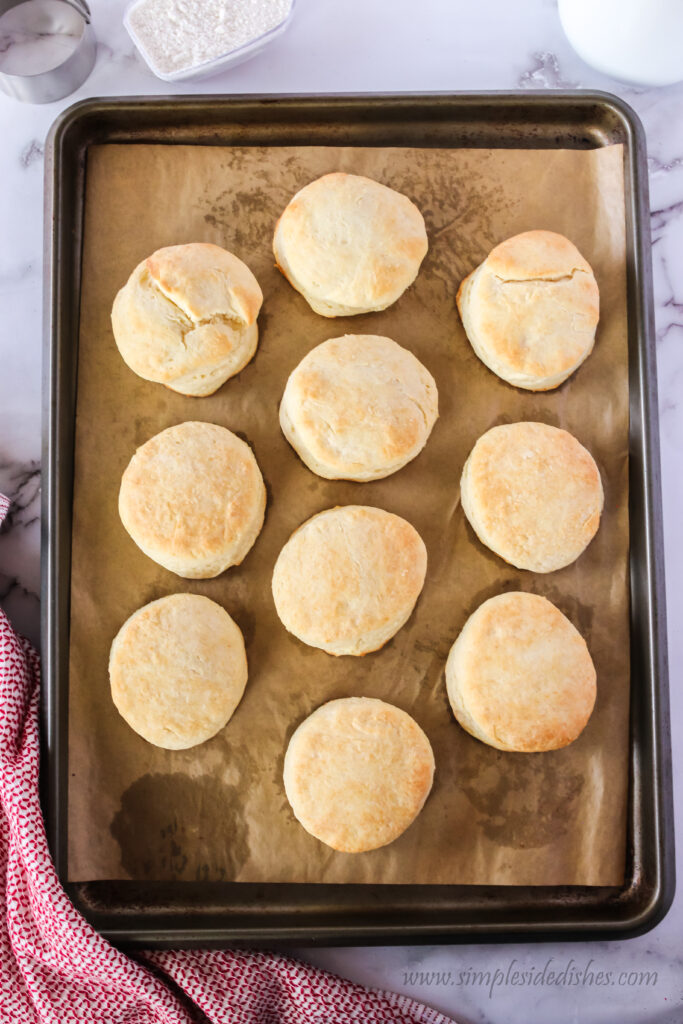 baked biscuits on a cookie sheet