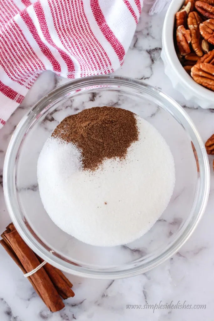 cinnamon, sugar and salt in a bowl, unmixed