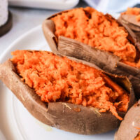 zoomed in image of sweet potatoes with fluffy filling