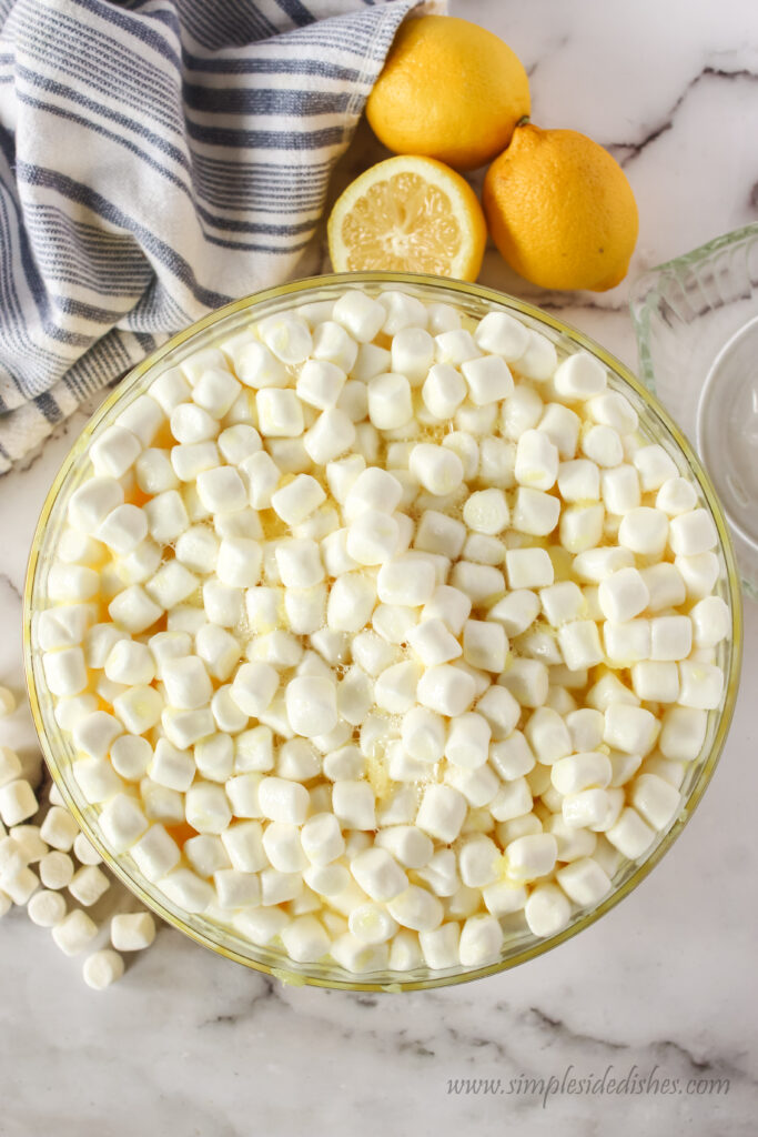 marshmallows placed in jello