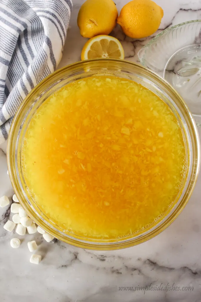 Pineapple added to jello mixture