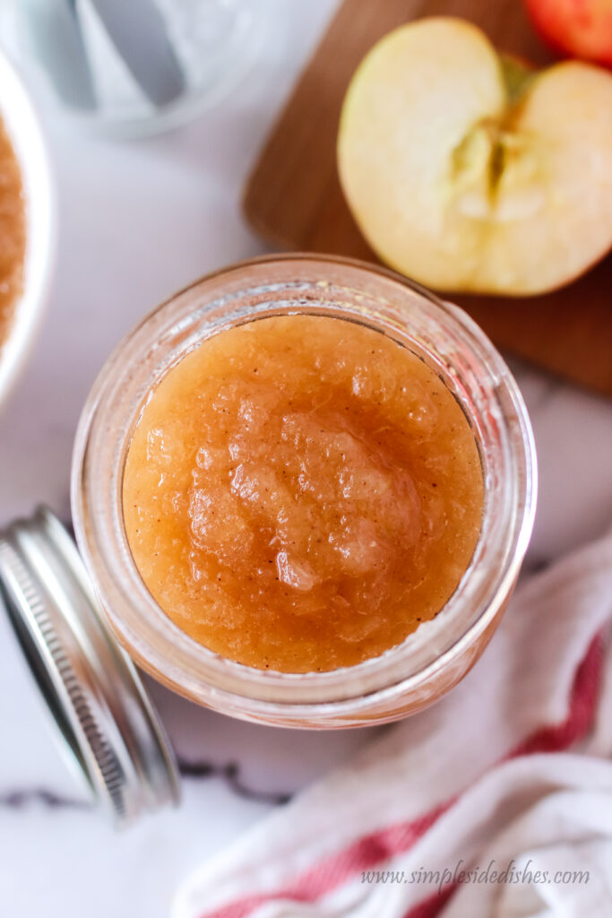 applesauce in a glass jar ready to store for later