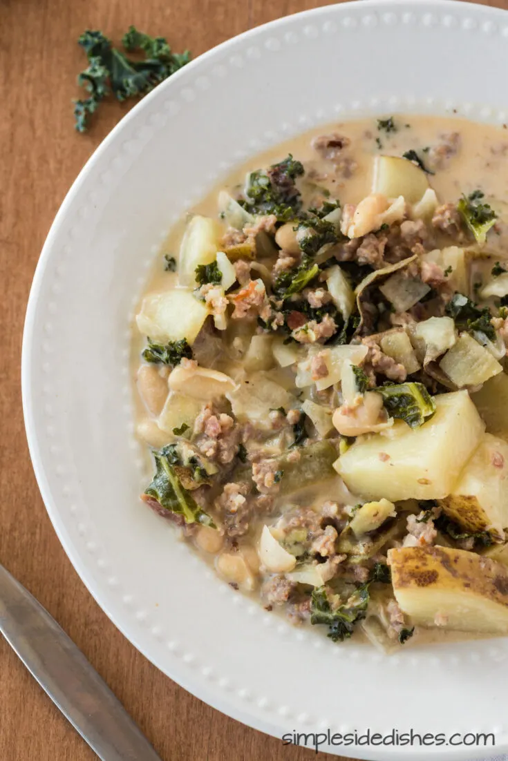Bowl of zuppa toscana soup ready to eat
