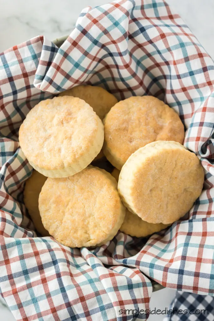 Baked 2 ingredient biscuits in a basket