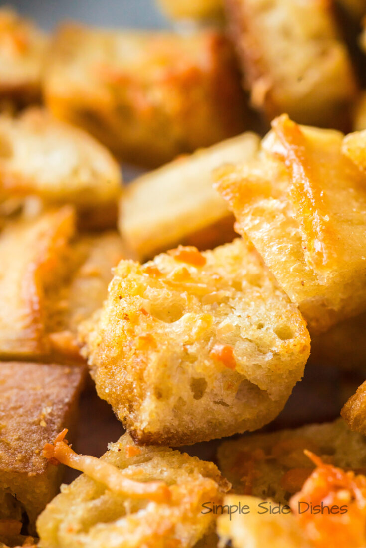 zoomed in image of baked croutons