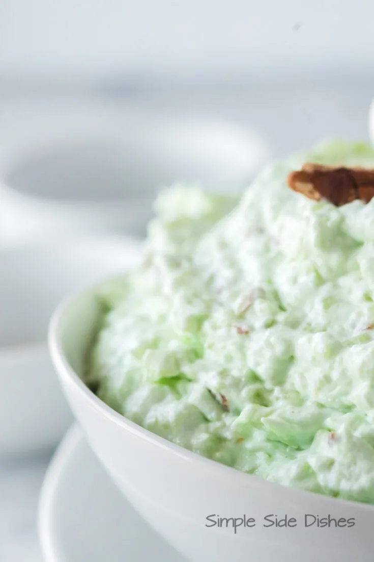 side view of watergate salad in a bowl