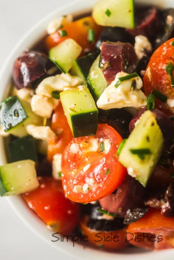 zoomed in image of salad in a bowl.