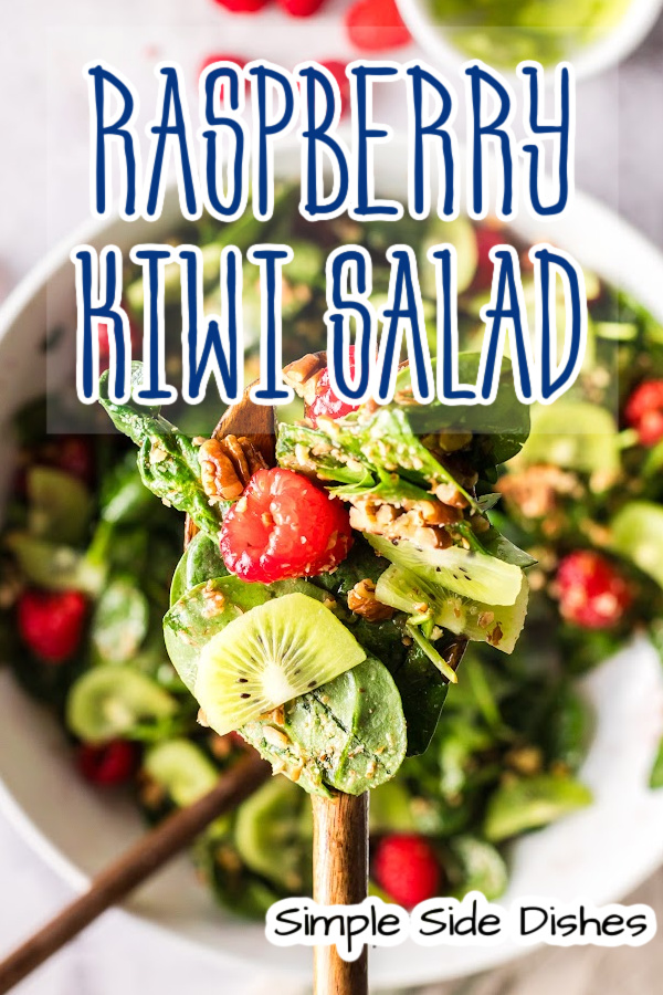 Main image for Raspberry Kiwi Salad. Prepared salad in a serving bowl.