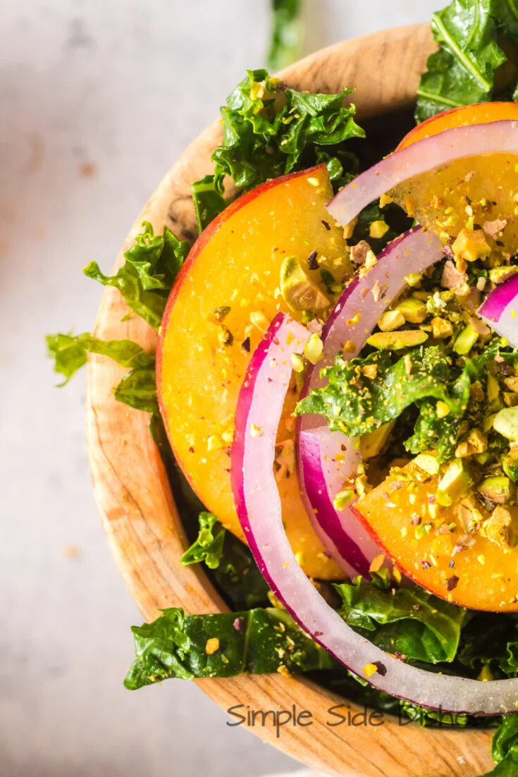 zoomed in image of a small bowl full of salad.