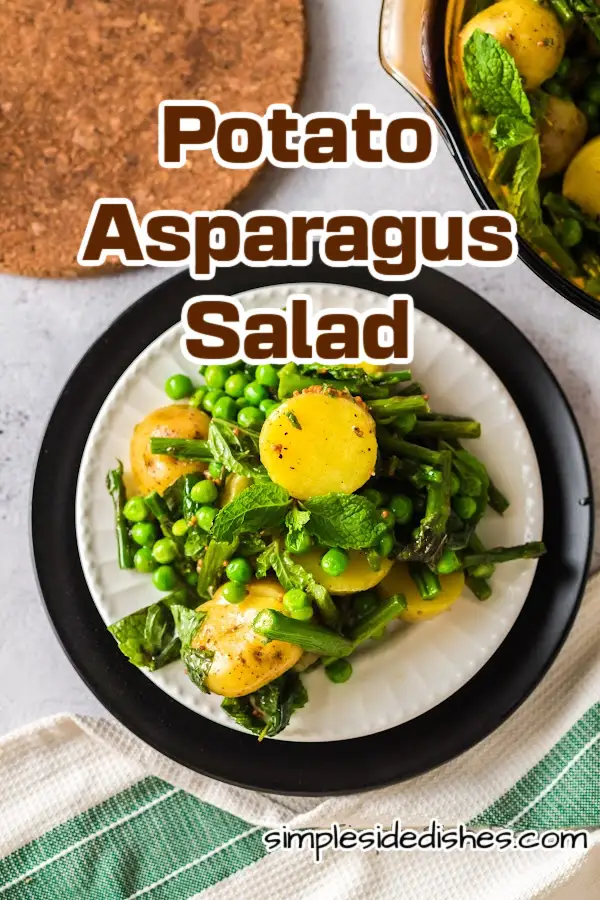 Main image for Potato Asparagus Salad. Salad is on a plate.
