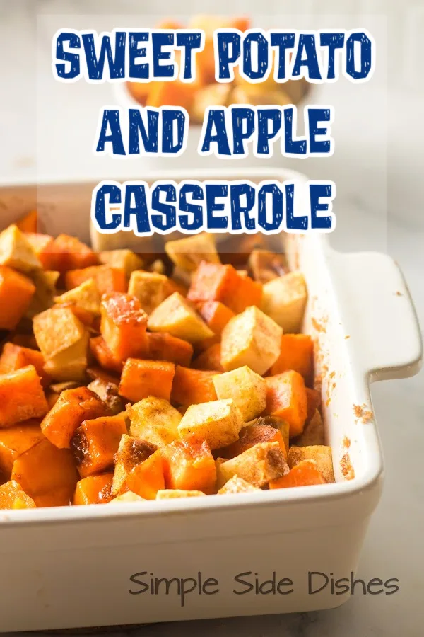 Main image for Sweet Potato and Apple Casserole. Casserole in an 8 inch casserole dish.