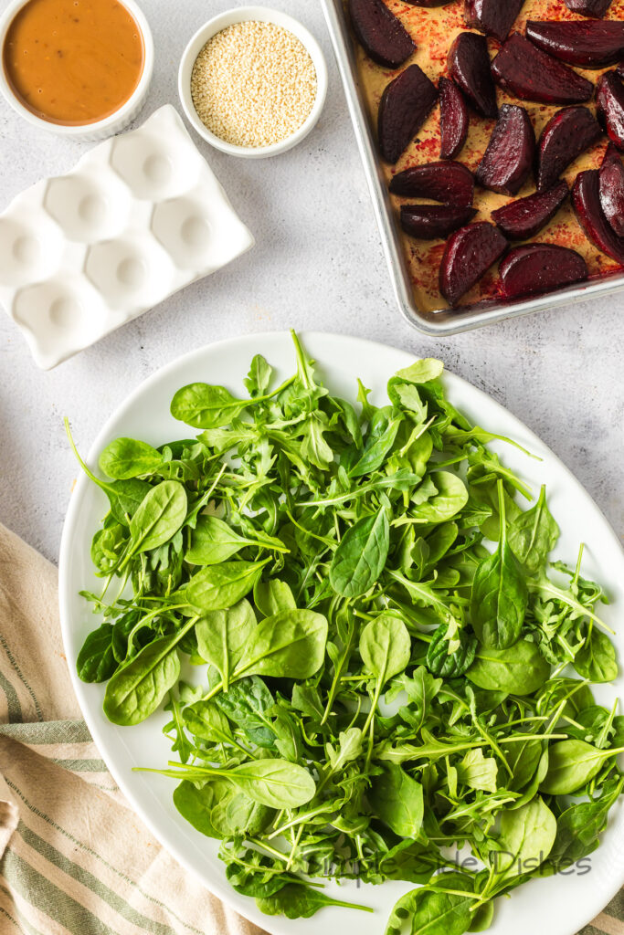 Arugula on a platter.